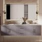 Lexora Home Geneva 72" Double Bathroom Vanity in Dark Grey with 2 cm White Carrara Marble Top and Rectangular Sinks, , large