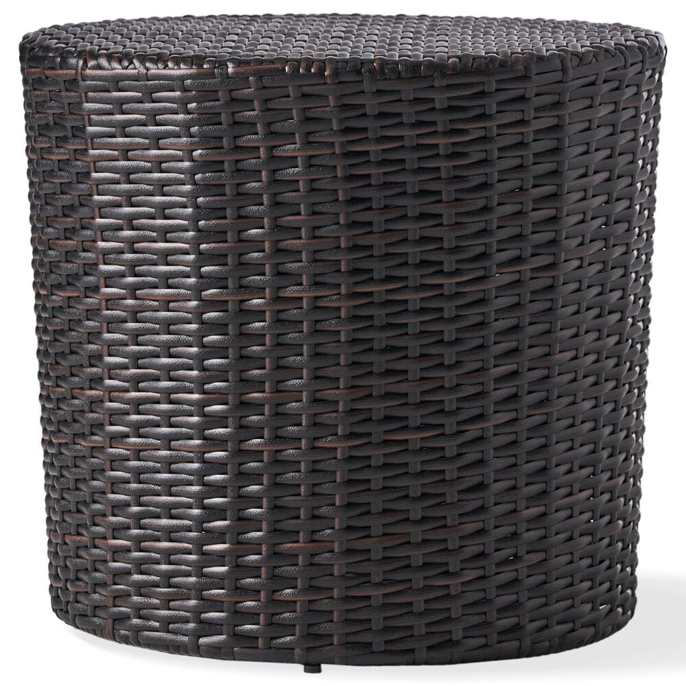 Hearth and Haven Kingstown Outdoor Barrel Side Table in Brown, , large