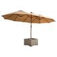 HOMLUX 2-Piece 14.5 ft Patio Umbrella and All-weather Rattan, Square Coffee Table Outdoor Set in Khaki, , large