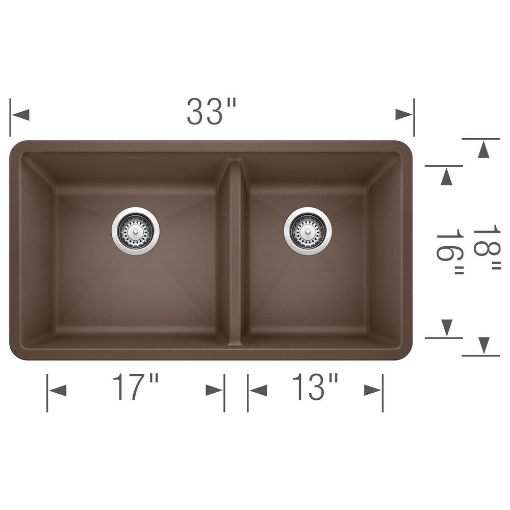 Blanco Precis 33&quot; 1-3/4 Double Bowl Kitchen Sink in Cafe, , large