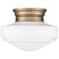 Golden Lighting Ingalls Semi-Flush with Vintage Milk Glass in Modern Brass, , large