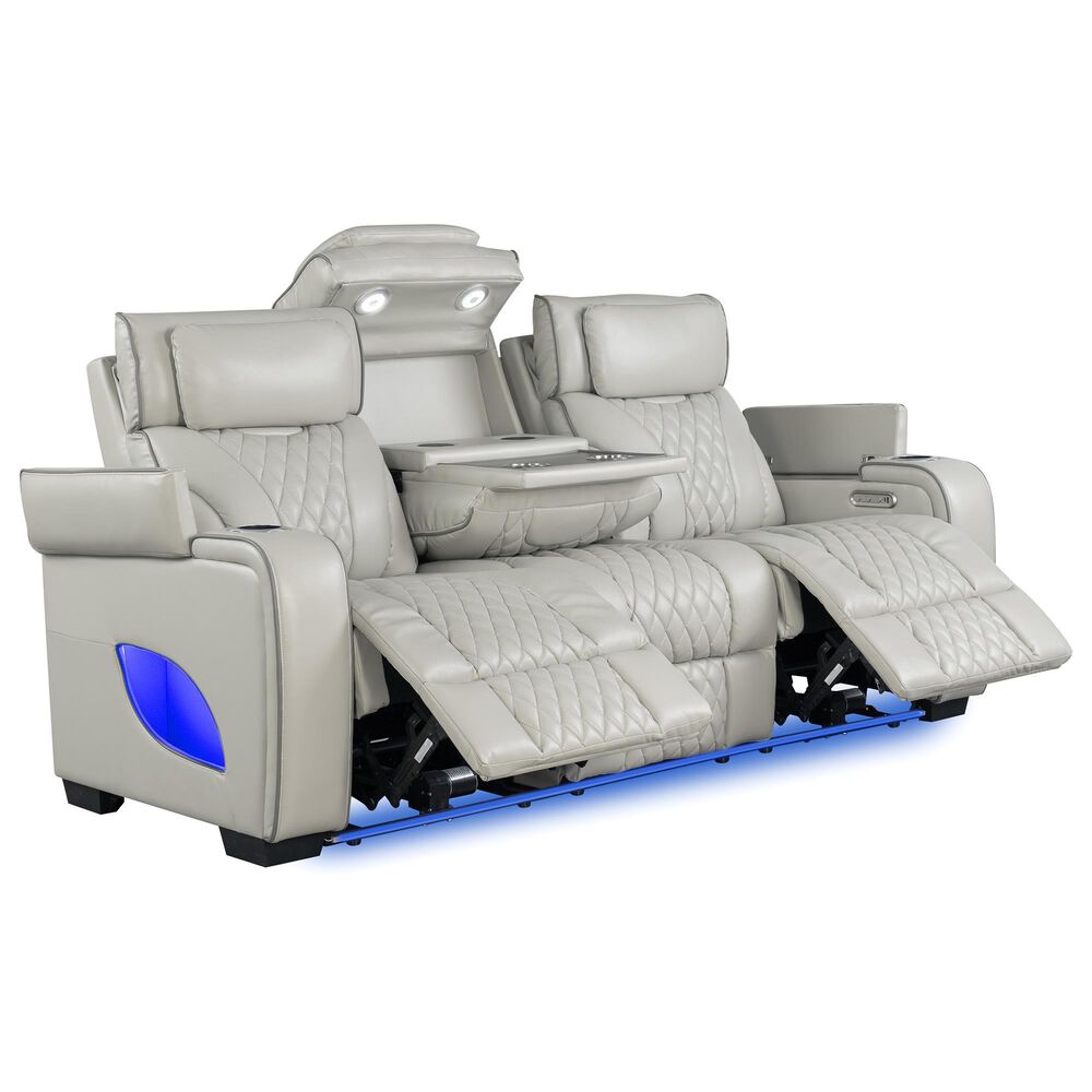 Titanic Furniture All Star Power Reclining Sofa with Power Headrest in Gray, , large