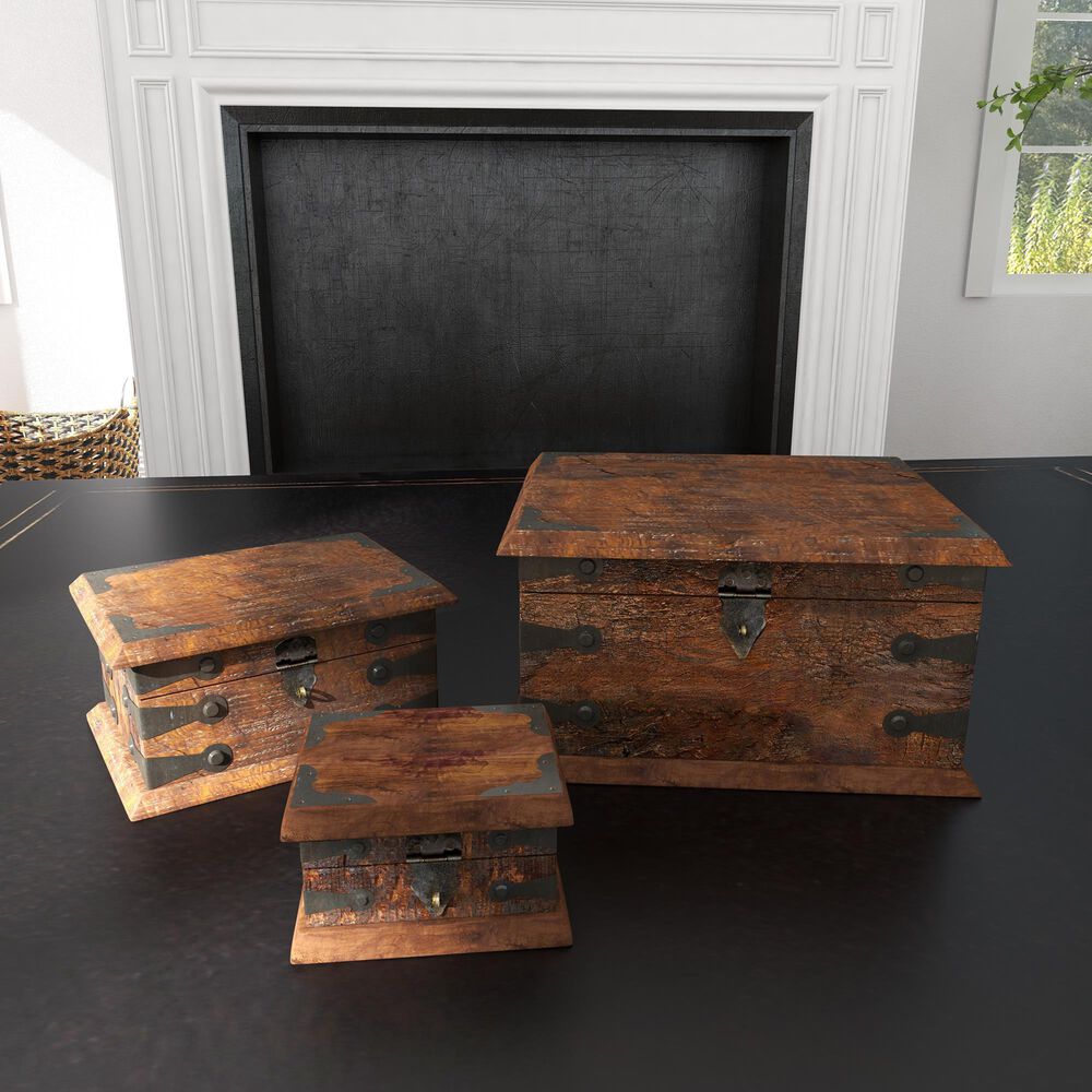 Maple and Jade Rustic Box in Dark Mocha Brown &#40;Set of 3&#41;, , large