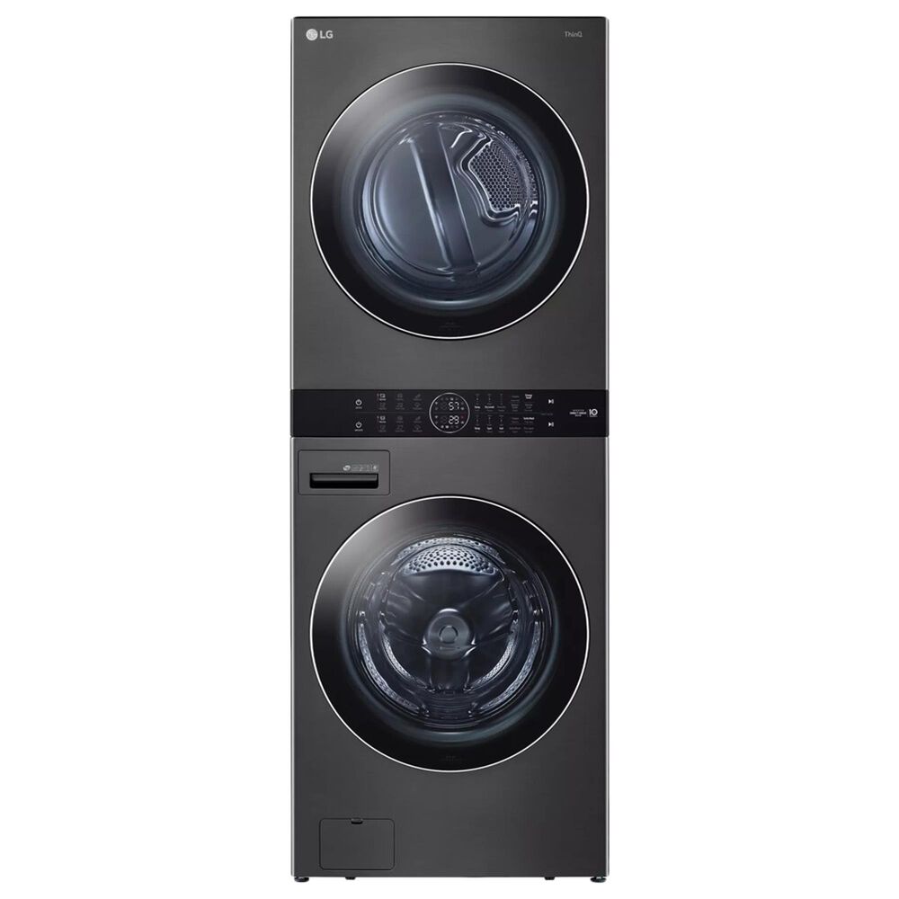 LG WashTower with 4.5 Cu. Ft. Washer, 7.4 Cu. Ft. Gas Dryer and Mirror Steam Clothing Styler in Black Steel, , large