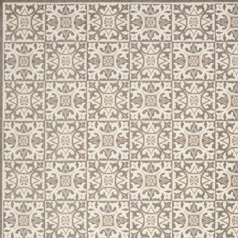 Nourison Aloha Damask 7&#39;10&quot; x 10&#39;6&quot; Ivory and Grey Indoor/Outdoor Area Rug, , large
