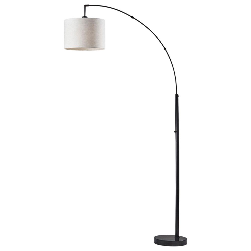 Adesso Bowery Arc Lamp with Taupe Shade in Black, , large
