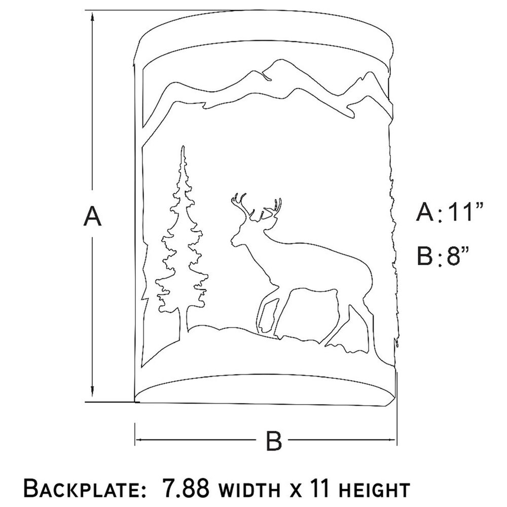Vaxcel Bryce 1-Light Deer Wall Sconce in Burnished Bronze, , large