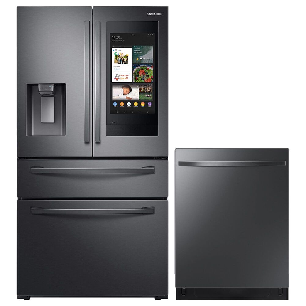 Samsung 2-Piece Kitchen Package with 22 Cu. Ft. French Door Refrigerator and Top Control Dishwasher in Black Stainless Steel, , large
