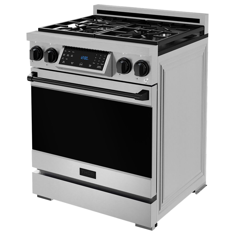 Thor Kitchen Gordon Ramsay 4.55 Cu. Ft. 30&quot; Professional Liquid Propane Range with Black Handle Kit in Stainless Steel, , large