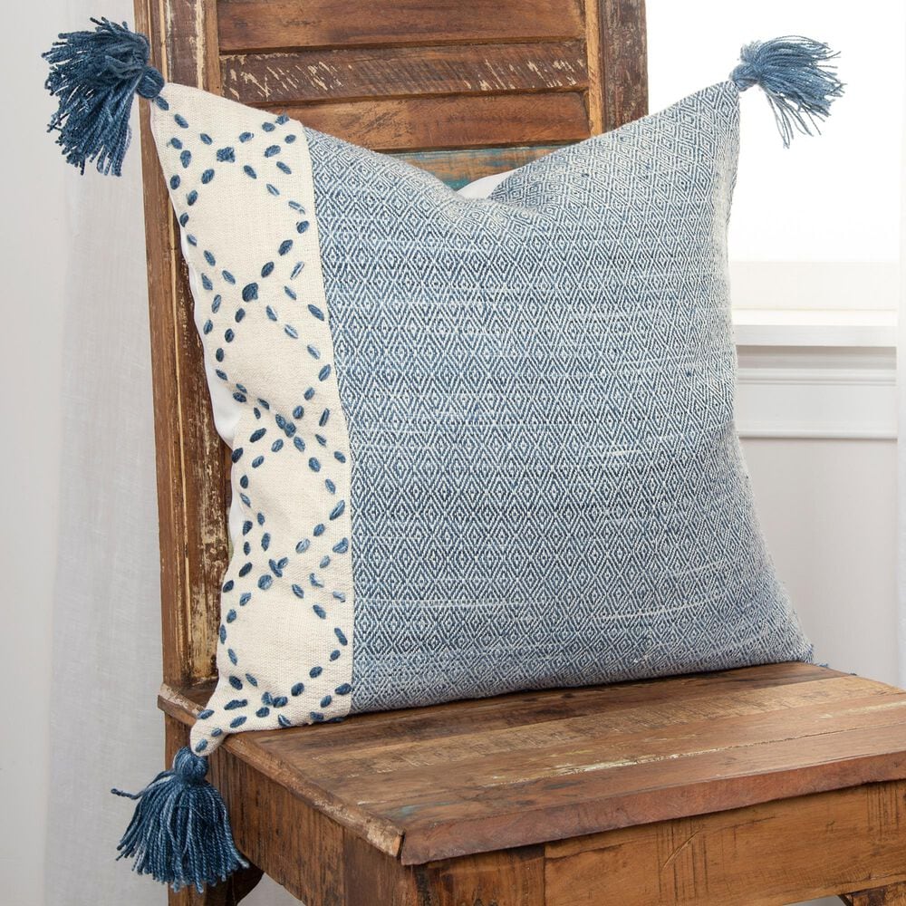 Rizzy Home 20&quot; Pillow Insert in Ivory/Blue, , large