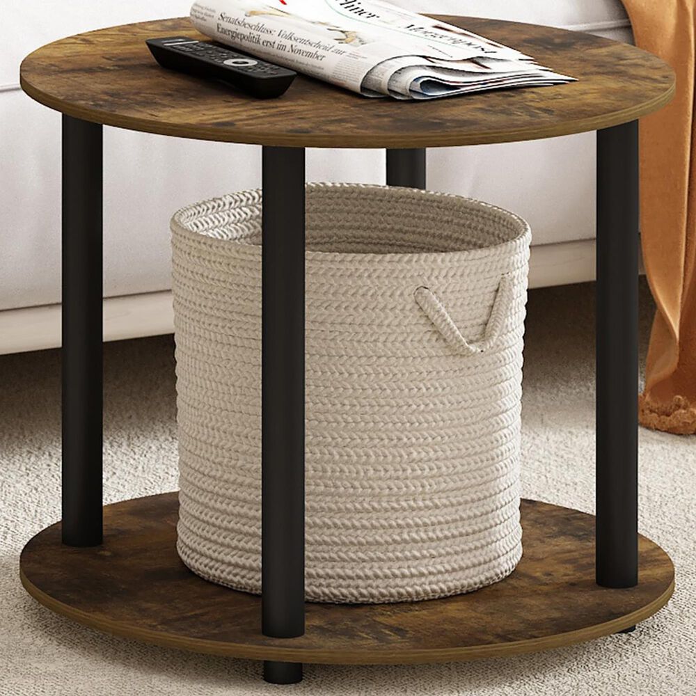 HOMLUX 2-Tier Turn-N-Tube Coffee Table in Amber Pine and Black, , large