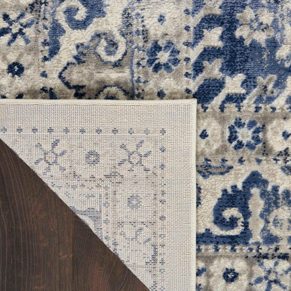 Nourison Cyrus CYR05 2&#39;2&quot; x 7&#39;6&quot; Ivory and Blue Runner, , large