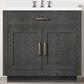 Lexora Home Abbey 36" Single Bathroom Vanity in Black Oak with 2 cm White Quartz Top and Rectangular Sink, , large