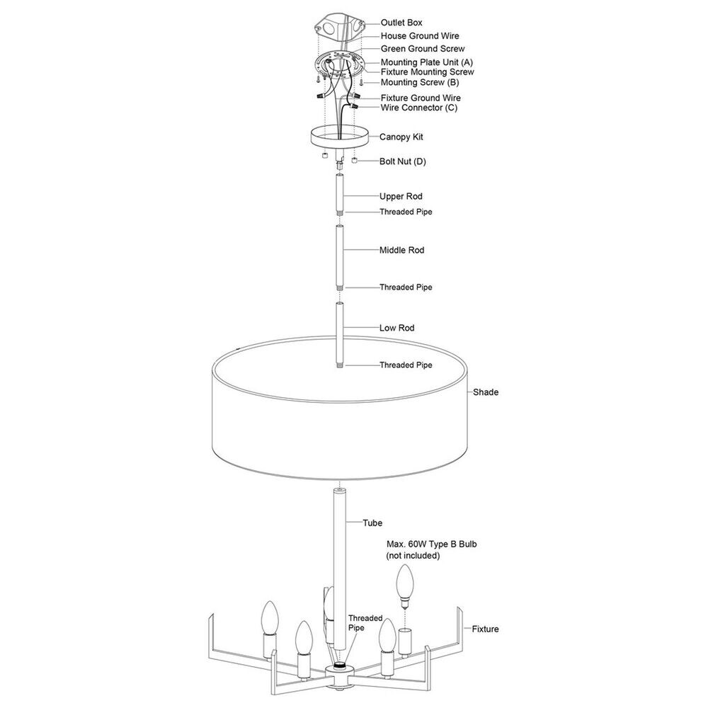 Vaxcel Surrey 5-Light Chandelier in Natural Brass, , large