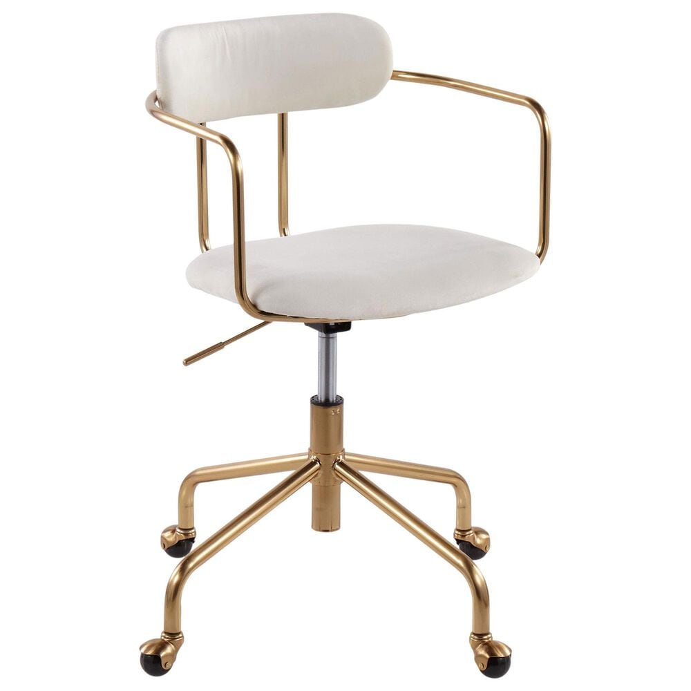 Lumisource Demi Task Chair with Cream Cushion in Gold, , large