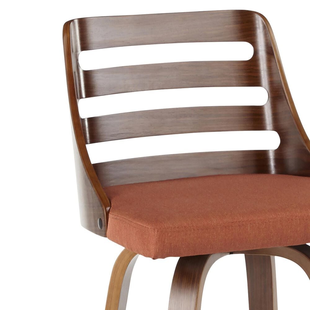 Lumisource Trevi Swivel Counter Stool with Orange Cushion in Walnut and Black &#40;Set of 2&#41;, , large