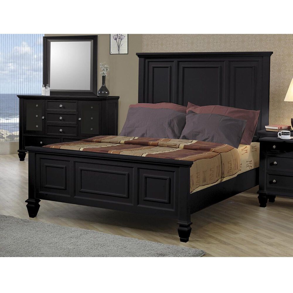 Pacific Landing Sandy Beach Classic Queen High Headboard Bed in Black, , large