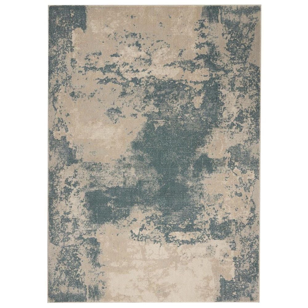 Nourison Maxell MAE13 3"10" x 5"10" Ivory and Teal Area Rug, , large