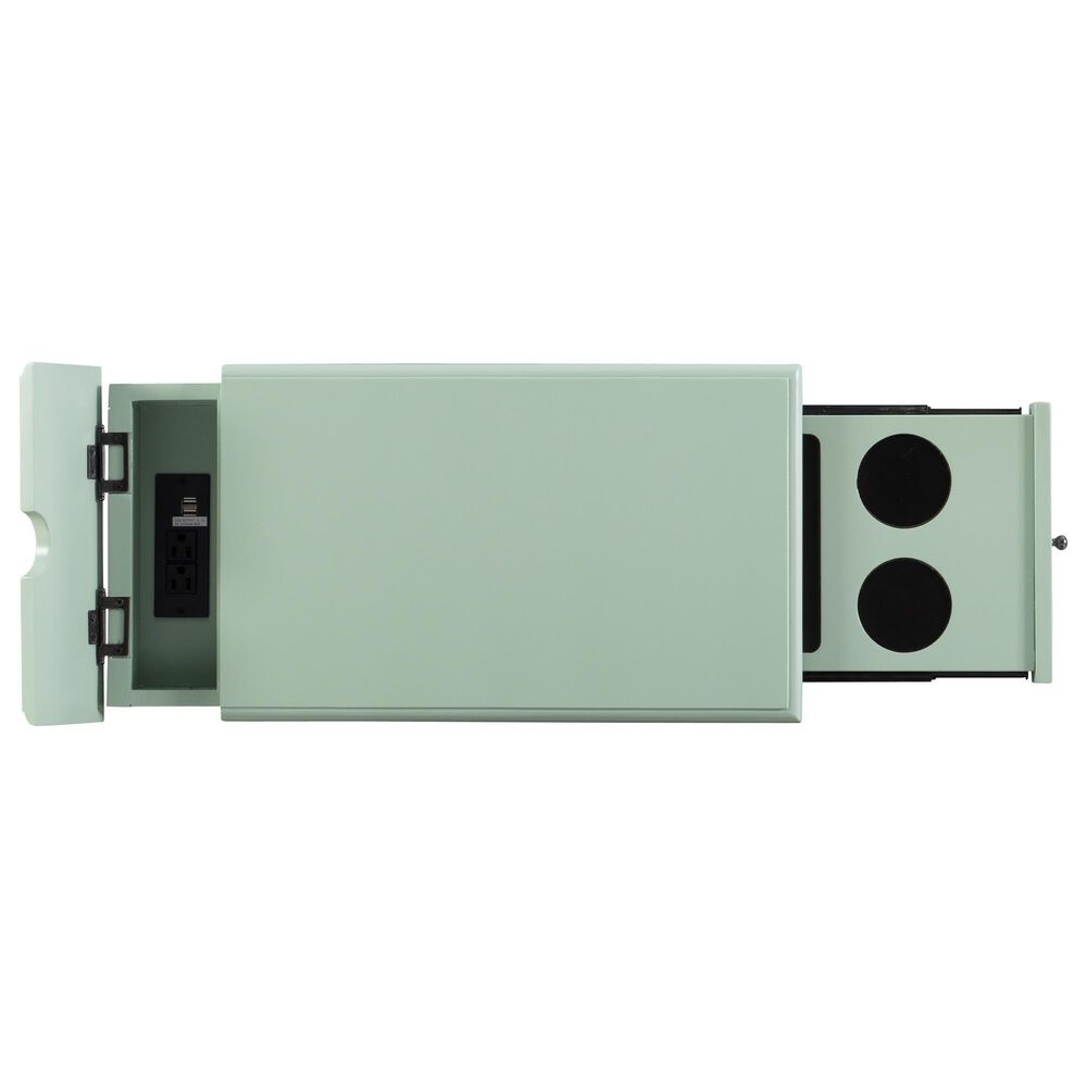 Linon Home Decor Barron Accent Table with USB Charging Station in Aqua, , large