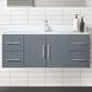 Lexora Home Geneva 48" Single Bathroom Vanity in Dark Grey with 2 cm White Cultured Marble Top and Rectangular Sink, , large