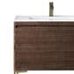 James Martin Vanities Mantova 31.5" Single Vanity in Mid-Century Walnut and Champagne Brass with 3 cm Glossy White Composite Stone Top and Rectangular Sink, , large