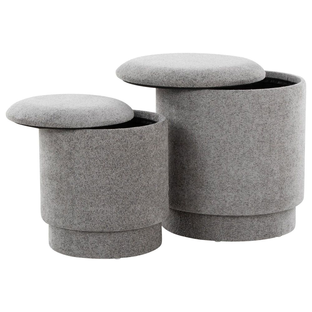 Lumisource Marla 2-Piece Upholstered Ottoman Set in Grey, , large