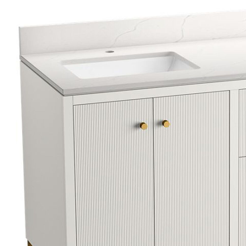Kohler Calpa 60" Double Bathroom Vanity in White with 2 cm White Quartz Top and Rectangular Sinks, , large