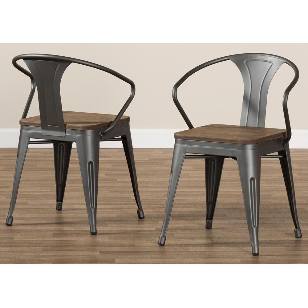 Baxton Studio Henri Stackable Side Chairs in Oak Brown and Rust (Set of 2), , large