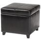 Baxton Studio Leather Cube Storage Ottoman in Black, , large
