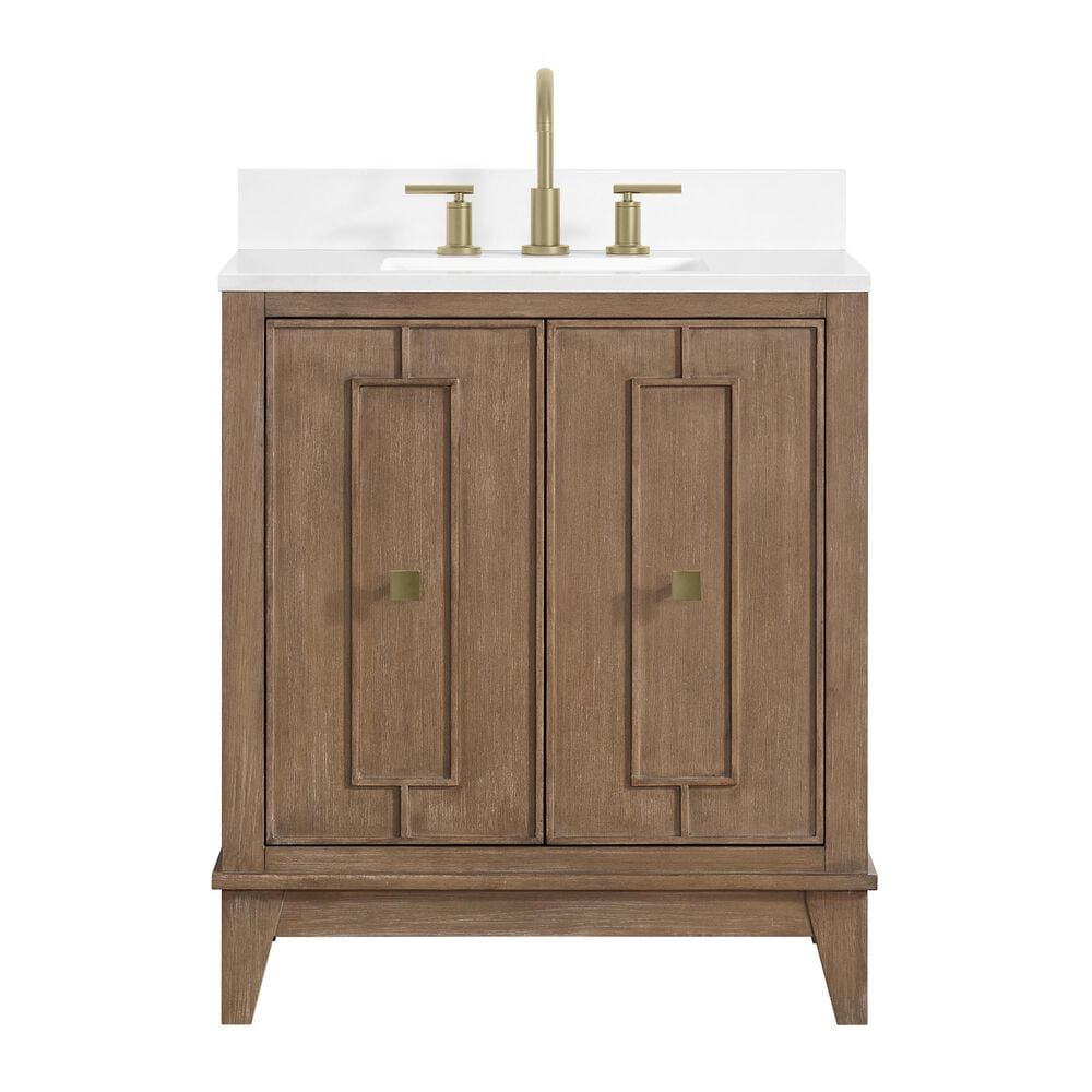 37B Kinsale 30" Single Bathroom Vanity Cabinet in Walnut Drift with White Composite Stone Top and Backsplash, , large