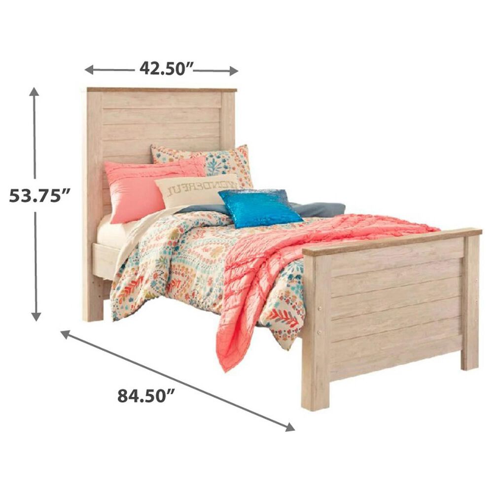 Ashley Willowton Twin Panel Bed in Whitewash, , large