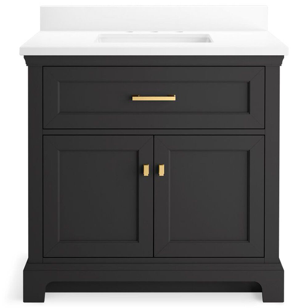 Kohler Charlemont 36&quot; Single Bathroom Vanity in Ferrous Grey with 3 cm White Quartz Top and Rectangular Sink, , large