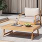 Hearth and Haven 2-Piece Outdoor Acacia Wood Chat Set with Coffee Table in Beige, , large