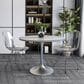Leisuremod LeisureMod Verve Collection 36 Round Dining Table, Brushed Gold Base with Laminated White Marbleized Top, , large