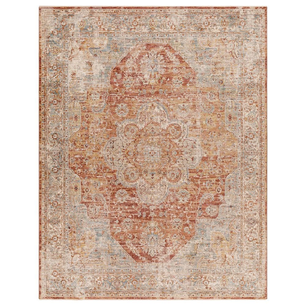 Surya Aspendos 9" x 12"2" Rust, Denim, Ice Blue, Cream, Mustard, Black and Light Gray Area Rug, , large
