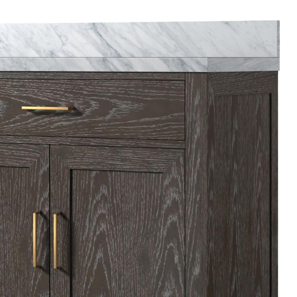 Lexora Home Abbey 36&quot; Single Bathroom Vanity in Brown Oak with 2 cm White Carrara Marble Top and Rectangular Sink, , large