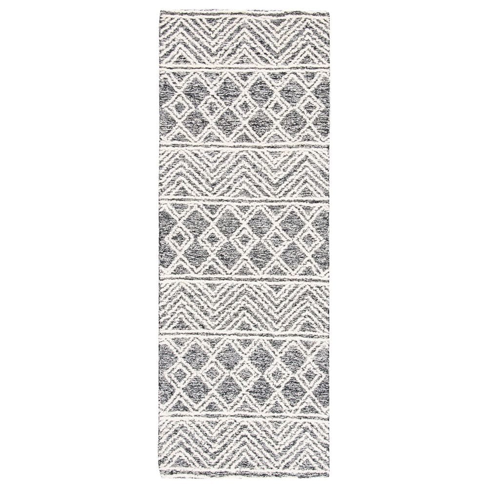 Safavieh Micro-Loop 2"3" x 7" Ivory and Black Runner, , large