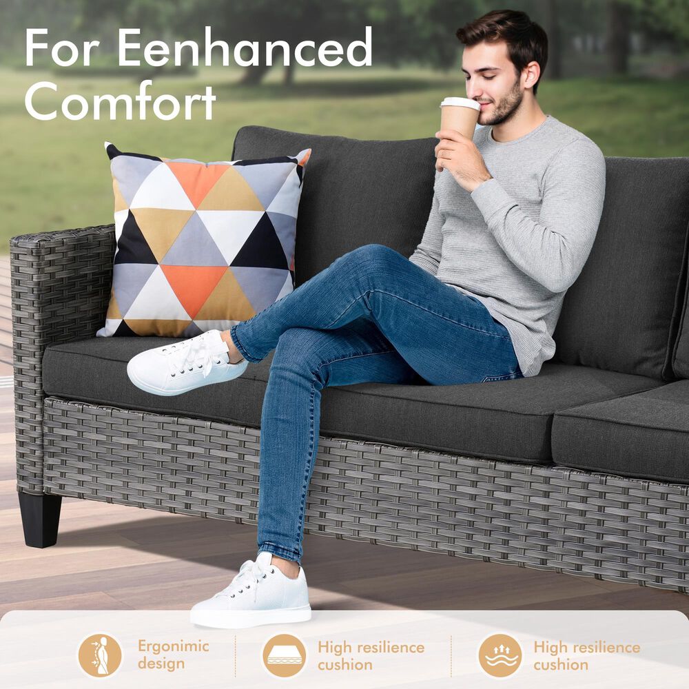 HOMLUX 6-Piece Patio Conversation Set in  Black, , large