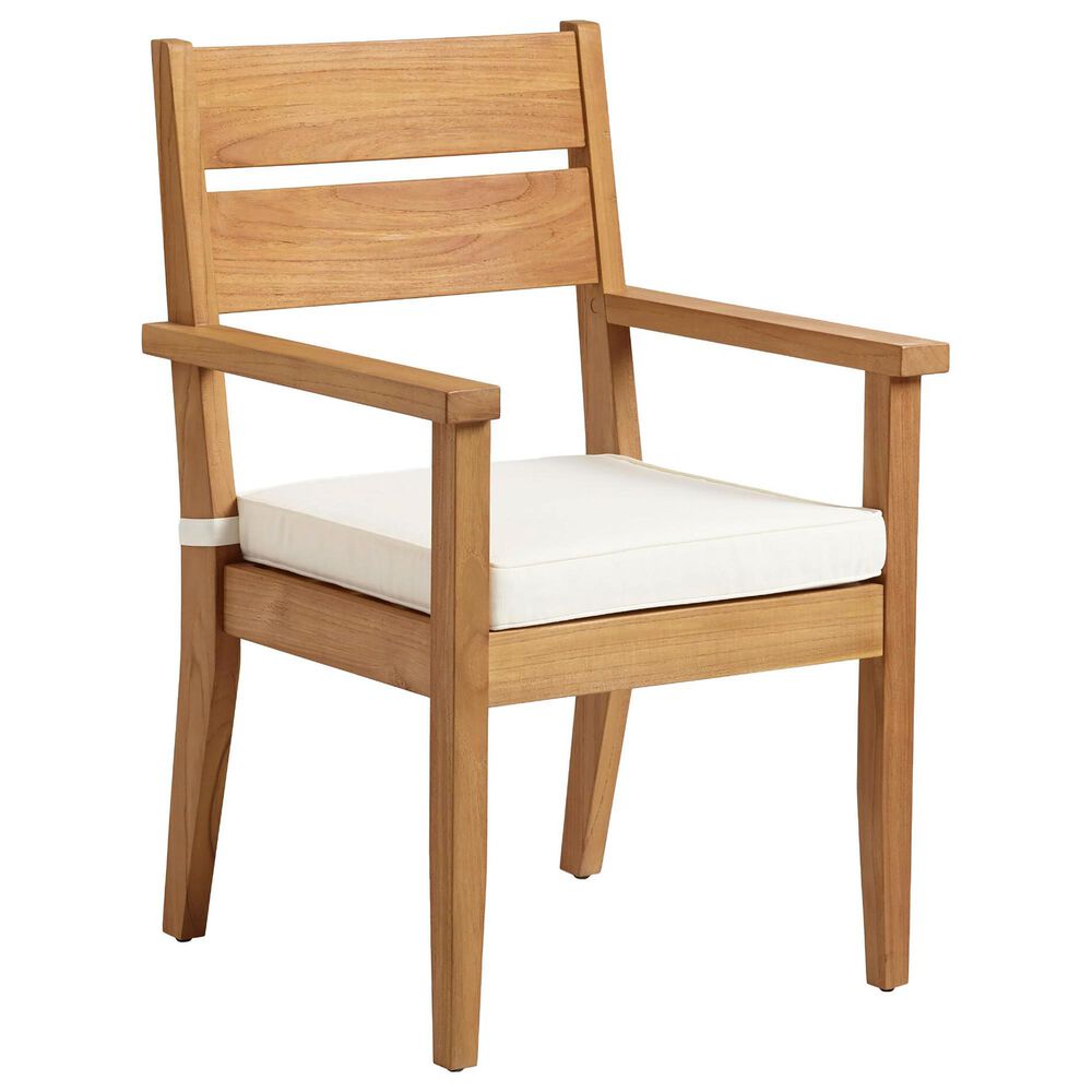 Linon Home Decor Carenen Patio Arm Chair with Antique White Cushion in Natural, , large