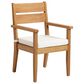 Linon Home Decor Carenen Patio Arm Chair with Antique White Cushion in Natural, , large