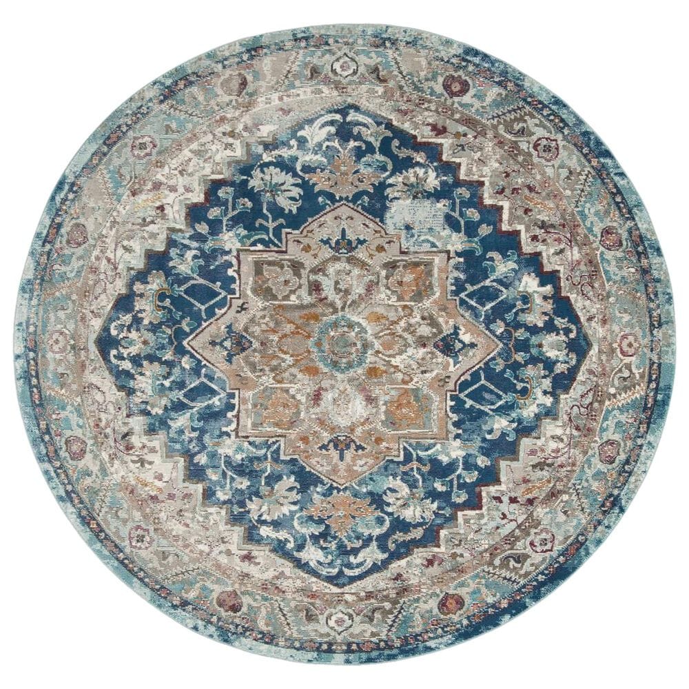 Safavieh Aria 6"6" Round Blue and Beige Area Rug, , large