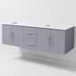 Lexora Home Geneva 60" Double Bathroom Vanity in Dark Grey with 2 cm White Cultured Marble Top and Rectangular Sinks, , large