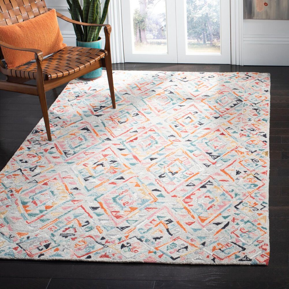 Safavieh Micro-Loop 4&#39; x 6&#39; Gray and Pink Area Rug, , large