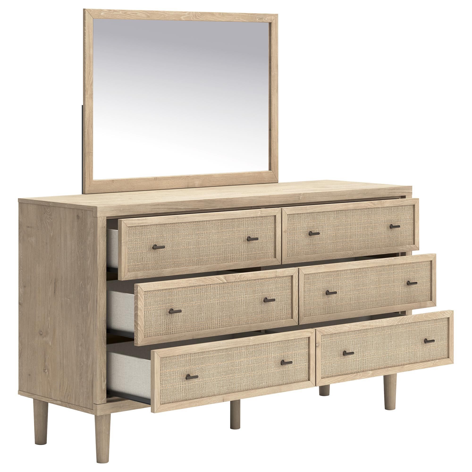 Ashley Cielden 6-Drawer Dresser and Mirror in Tan