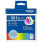 Brother 3-Pack LC501XL3PKS High Yield Ink Cartridges in Cyan, Magenta, and Yellow, , large