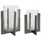 Ashley Garekton Candle Holder in Antiqued Pewter and Clear (Set of 2), , large