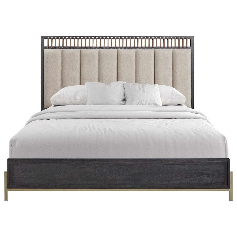 Sterling Timber Elure Queen Upholstered and Strap Panel Bed with Dresser and Nightstand in Peppercorn, , large