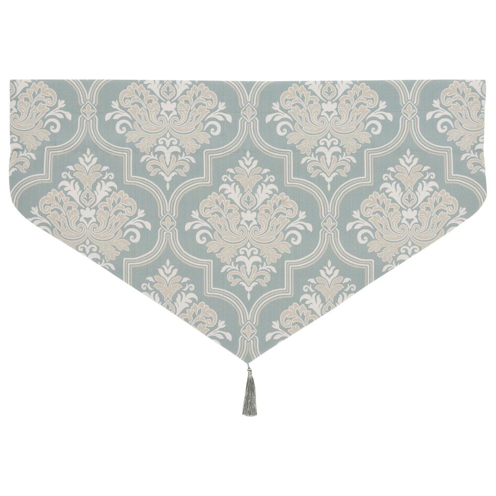 J. Queen New York Tranquility 40&quot; x 21&quot; Window Ascot Valance in Aqua, Cream and Gold, , large