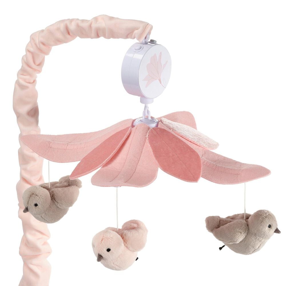 Lambs and Ivy Petals Musical Baby Crib Mobile in Pink and Gray, , large