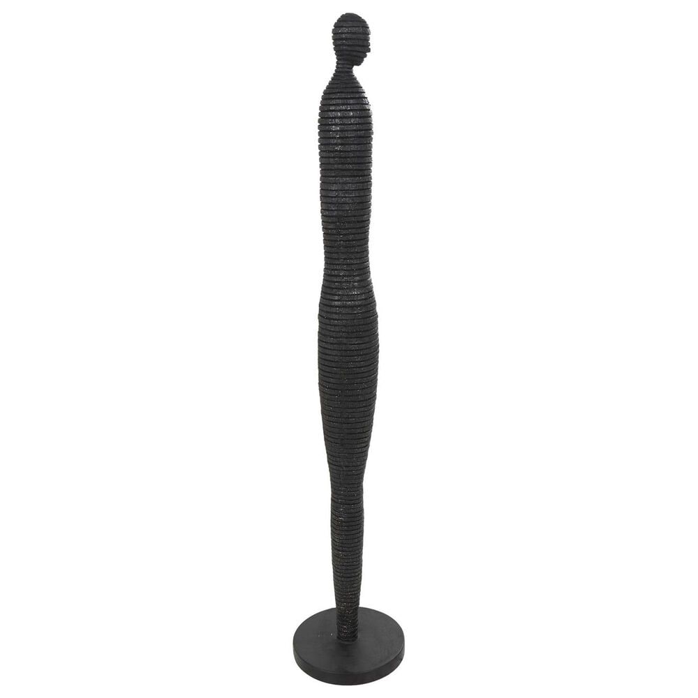 Maple and Jade 53&quot; Tall Slim Figure People Decorative Sculpture in Textured Black, , large
